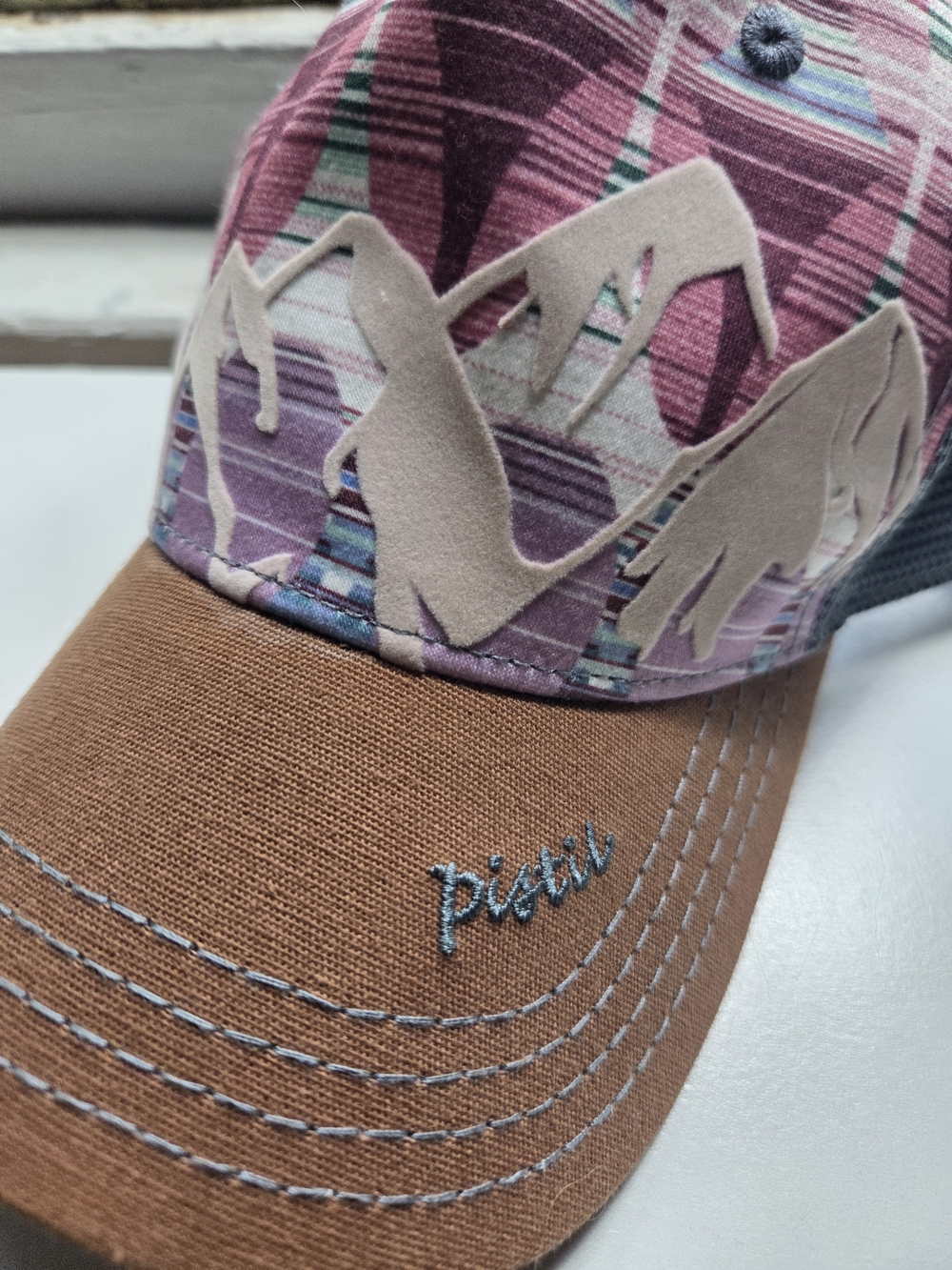Pistil Multi-Color Trucker Cap with Brown Brim